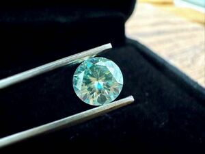 モアサナイト ブルーグリーン 青緑 1.0CT 6.5mm ルース 裸石 証明書付き 人工ダイヤモンド モアッサナイト