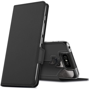 【送料無料】ASUS ZenFone 6 ZS630KL 手帳型ケース カバー 定期入れ ポケット シンプル スマホケース ブラック