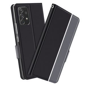 Galaxy A52 5G SC-53B スマホケース 手帳型ケース カバー ツートンカラー ストラップ付き ブラック＆グレー