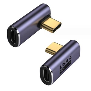 USB 4.0 Type C 変換アダプタ1個 40Gbps高速転送 PD100/5A急速充電 90度 8K@60Hz映像出力対応 縦90°オスメス(仕様2)
