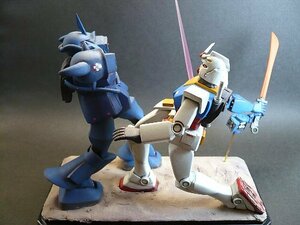 ガンプラ　旧キット　1/144　 ガンダム　VS　グフ　塗装済み完成品（固定ポーズ）