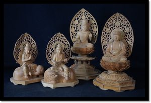 木彫　仏像　４体まとめて　彫刻　仏教美術　坐像　如来　仏閣　寺院