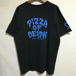 [即決古着]ASPARAGUS/アスパラガス/PIZZA OF DEATH/ピザオブデス/ロゴTシャツ/バンドT/ブラック×ブルー/anvil(アンビル)製/Lサイズ