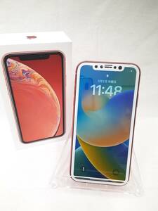 【中古】 Apple iPhone XR 64GB KDDI au エーユー 本体 付属品 専用 ケース 付 SIMロックなし 初期化済み コーラル【6142】