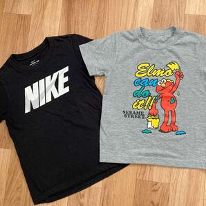 古着 NIKE セサミストリート Tシャツ 2枚 セット S 120 125 130 黒 グレー ナイキ キッズ 子供 半袖 