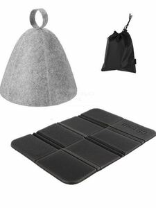LIKENNY サウナハット サウナキャップ サウナ帽子 ウールフェルト サウナマット 折り畳み マット 高耐熱 頭保護 洗濯可能 軽量 男女兼用