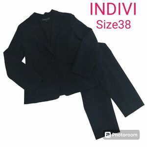 【美品】INDIVI インディヴィ　スーツセットアップ 洗える ブラック 38