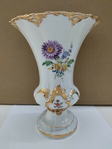 Meissen　マイセン　花瓶 花入 フラワーベース　金彩