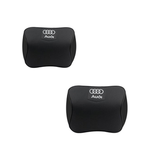 新品 アウディ Audi ネックパッド 首枕 本革レザー 2個入 低反発 大型 車内装 4色選択可 高級感 刺繍