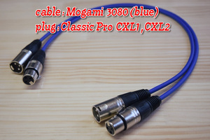 □□ mogami 3080＋XLR plug オス-メス（CPXL）/1.00m×2本