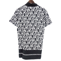 WJK GOLF mock neck print T ゴルフ モックネック 半袖 Tシャツ ブラック×ホワイト メンズS_画像2