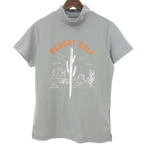 【特別価格】PING DESERT GOLF ゴルフ モックネック ストレッチ カットソー Tシャツ グレー レディースL