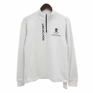 【PRICE DOWN】MARKLONA GOLF ゴルフ ハーフ ジップアップ フリース インナー シャツ ホワイト メンズ48