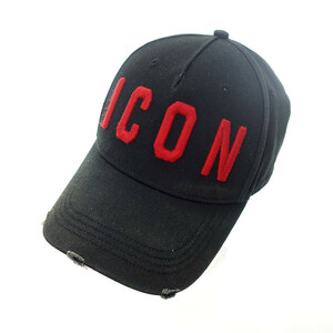 DSQUARED2 ICON BaseBall Cap ダメージ加工 ベースボール キャップ ブラック ユニセックスF