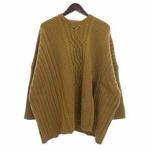 【PRICE DOWN】RIM.ARK Front slit square knit tops セーター ニット マスタード レディースF