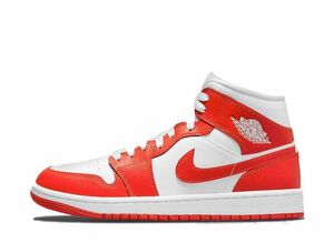 NIKE WMNS AIR JORDAN 1 MID &quot;WHITE/HABANERO RED&quot; 27cm BQ6472-116