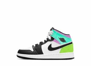 Nike GS Air Jordan 1 Mid &quot;White/Black/Volt/Green Glow&quot; 23cm 554725-175