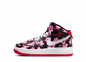 Nike GS Air Force 1 Mid EasyOn SE &quot;Black/Pink Rise/Picante Red/White&quot; 22.5cm FQ3692-001