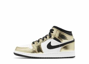 Nike GS Air Jordan 1 Mid &quot;Metallic Gold Black White&quot; 23.5cm DC1420-700