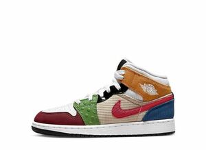 Nike GS Air Jordan 1 Mid SE &quot;White/Gym Red-Black-Pearl White-French Blue-Altitude Green&quot; 23cm DR6957-100