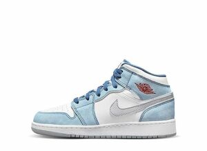 Nike GS Air Jordan 1 Mid &quot;White/University Blue/Grey&quot; 25cm DR6235-401