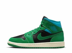 Nike WMNS Air Jordan 1 Mid &quot;Black/Lucky Green and Aquatone&quot; 24.5cm BQ6472-033