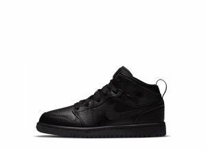 Nike PS Air Jordan 1 Mid &quot;Triple Black/Tumbled Leather&quot; 17cm 640734-091