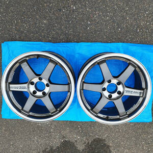 TE37SL/9.5ｊ+35ガンメタ&ポリッシュPCD114.3/5穴/中古2本レイズボルクRAYS VOLK RACING/SSR/weds/BBS/TWS/ADVAN/ENKEI