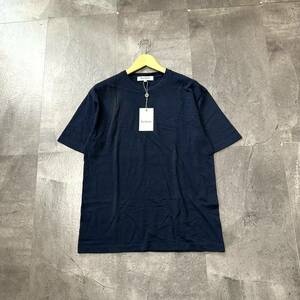 PP☆訳あり未使用/ 人気モデル!! '日本製' Barbour バブアー 半袖 コットン100% クルーネック Tシャツ size:40 メンズ トップス 紳士服 NVY