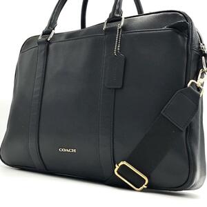 1 jpy ~[ ultimate beautiful goods ]COACH Coach metropolitan 2way business bag briefcase shoulder bag men's A4 commuting black leather 