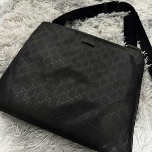 1円～【極美品・希少】GUCCI グッチ ショルダーバッグ GGインプリメ ブラック クロスボディ サコッシュ メッセンジャー メンズ