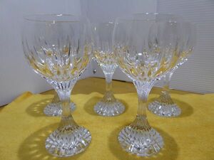 Baccarat/バカラ　クリスタルガラス　ワイングラス　マッセナ　5脚　高さ15.5×飲み口直径6.4cm　851J