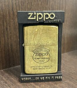 202725-233-20 使用品/着火未確認 ZIPPO ジッポー オイルライター ペンシルバニア1932 ゴールド金色系 1987年製 同梱不可/単品取引のみ
