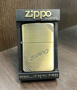 202725-233-09 未使用保管品 ZIPPO ジッポー オイルライター ダイアゴナルライン 3本線 ゴールド金色系 1987年製 同梱不可/単品取引のみ