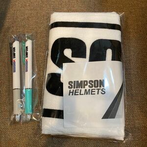 SIMPSON ヘルメット　バイク　ノベルティ　タオル　1枚　ボールペン2本セット　シンプソン