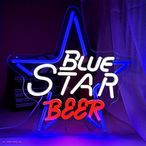 ネオンサイン LED電飾看板 BRUE STAR BEER アメリカンスタイル お洒落 インテリア BAR 色鮮やか ウォールディスプレイ 店舗装飾 雰囲気作り
