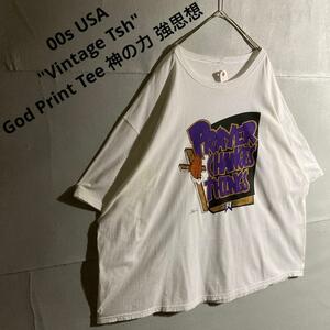 US 00s 90s ヴィンテージTシャツ 白Tee 半袖T 神 十字 D253