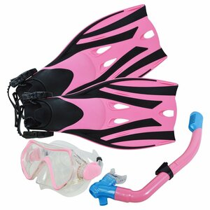Набор трубок Детский S/M Размер 18 см-20,5 см Трубка Ласт Набор для снорклинга Подводные очки Плавник Розовый