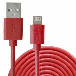 Apple認証 優れた強度と耐低温性能 PVC素材を使用iPhone用 USBケーブル 充電ケーブル レッド/赤 iPhone充電 スマホ アクセサリ