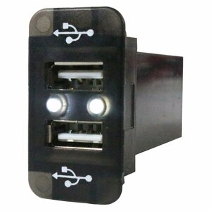 【スズキB】 ハスラー MR31S H26.1～ LED/ホワイト 新設2口 USBポート 充電 12V 2.1A 増設 パネル USBスイッチホールカバー 電源