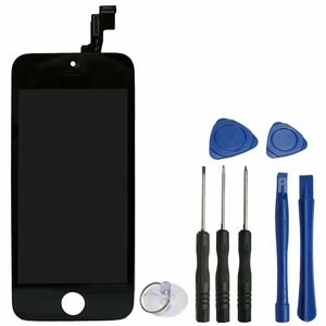 iPhone5s互換用 液晶パネル 交換用 修理キット ブラック/黒 【iPhone修理工具 ディスプレイ 画面交換 交換用液晶パネル】