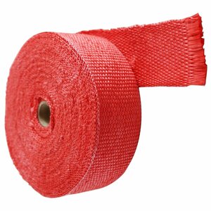 [5.2cm×12M]サーモバンテージ 耐熱 テープ 布 赤/レッド バイク マフラー エキマニ パイプ フロントパイプ エキゾーストパイプ 保護