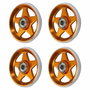  Mini 4WD all aluminium bearing roller 4 piece set 19mm pra ring attaching 5ps.@ spoke star type Gold × white parts 