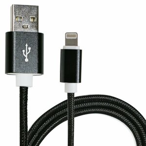 【1m/100cm】ナイロンメッシュケーブルiPhone用 充電ケーブル USBケーブル iPhone iPad iPod ブラック/黒