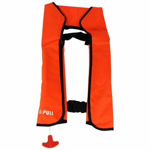 大人気！オリジナルデザイン！ ライフジャケット 自動膨張式 肩掛け ベストタイプ オレンジ/橙色 男女兼用！ フリーサイズ 釣り 船 ボート