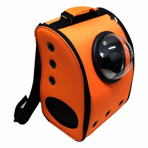 carry bag space ship Capsule type rucksack type dog cat combined use orange pet Carry Capsule window attaching stylish pet bag 