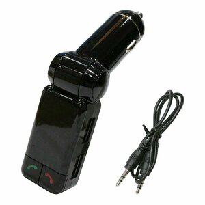 FMトランスミッター Bluetooth ハンズフリー 通話 12V/24V 黒/ブラック 【USB車載充電機能搭載】