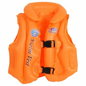 [ postage 250 jpy ] child Kids for children 3-4 -years old swim the best S size floating the best coming off wheel playing in water pool life jacket comming off orange 