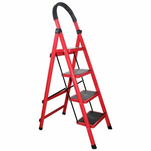 [ translation have commodity ] folding 4 step red / red ladder ladder .. stepladder scaffold 96cm aluminium ladder step‐ladder 4 step step indoor for Raver rubber 