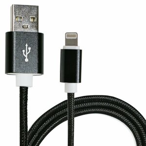 【0.5m/50cm】ナイロンメッシュケーブルiPhone用 充電ケーブル USBケーブル iPhone iPad iPod ブラック/黒